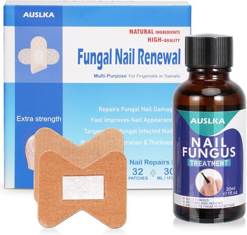 تجديد أظافر فطريات أظافر القدم من AUSLKA، إصلاح أظافر أصابع القدم للأظافر التالفة التي تغير لونها، سريع وسهل (32 رقعة + 1 فلوريدا/أونصة) in Kuwait