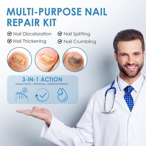 تجديد أظافر فطريات أظافر القدم من AUSLKA، إصلاح أظافر أصابع القدم للأظافر التالفة التي تغير لونها، سريع وسهل (32 رقعة + 1 فلوريدا/أونصة) in Kuwait