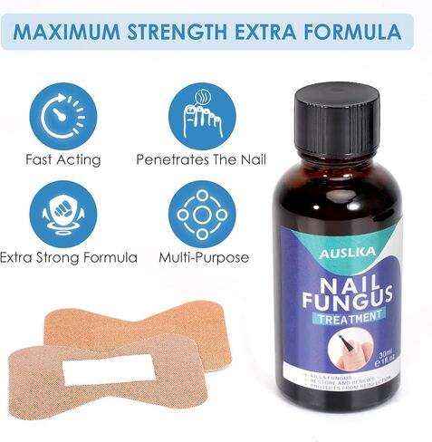 تجديد أظافر فطريات أظافر القدم من AUSLKA، إصلاح أظافر أصابع القدم للأظافر التالفة التي تغير لونها، سريع وسهل (32 رقعة + 1 فلوريدا/أونصة) in Kuwait