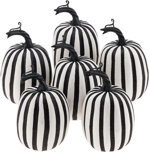 مجموعة 6 قطع من قرع الحمار الوحشي المزيفة من Gresorth لتزيين اليقطين الأبيض الاصطناعي للمنزل والمطبخ وحفلات الهالوين وأعياد الميلاد والمزرعة خارج الخريف in Kuwait