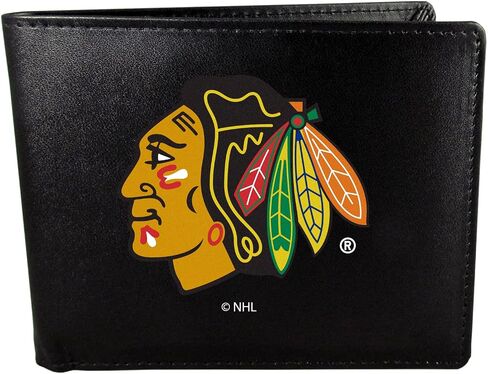 محفظة Siskiyou Sports NHL Chicago Blackhawks ثنائية الطي وسلسلة مفاتيح فولاذية، أسود، مقاس واحد in Saudi Arabia