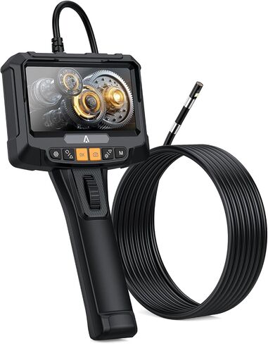 Dual Lens Serpentine Pipe Borescope with Illuminated Video Inspection Scope, 5-Inch IPS Screen, IP67 Waterproof LED Lights, 5.5-Feet Long, for Automotive, Aerospace, and Mechanical Inspections in Saudi Arabia
