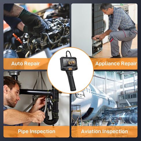 Dual Lens Serpentine Pipe Borescope with Illuminated Video Inspection Scope, 5-Inch IPS Screen, IP67 Waterproof LED Lights, 5.5-Feet Long, for Automotive, Aerospace, and Mechanical Inspections in Saudi Arabia