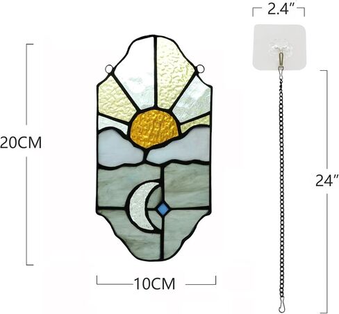 Sun and Moon Suncatchers Decor Stained Glass for Window Hangings,Handcrafted Tiffany Style Stained Glass Art Sun and Moon in The Sky for Living Room Bedroom Balcony (Blue&Yellow) in Saudi Arabia