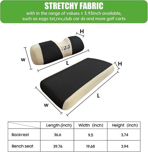 أغطية مقاعد عربة الجولف العالمية تناسب عربة الجولف القديمة، مادة متينة قابلة للتنفس تناسب مثل القفازات لسيارة EZGO TXT RXV Club Car DS، سهلة التركيب in Kuwait