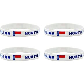 4 Pcs North Carolina State Flag Rubber Bracelets,State Flag Silicone Bracelet, Rubber Wristbands Patriotic Decorations Gift.