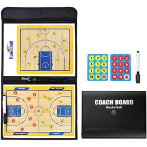 Basketball Coaching Tactical Board, Portable Magnetic Basketball Coach Clipboard Dry Erase Blackboard - Sporting Goods Training Assistant Equipment KIt with Player Markers, Pen and Eraser