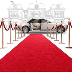 Luxury Red Carpet Runner for Party, 2.6 x 30 Feet Premium Extra Thick for Weddings & Events, Non-Slip Backing, Elegant Ceremony Decor