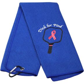 MEIKIUP Pickleball Towel Breast Cancer Survivor Gift Embroidered Pickleball Sports Towel Wipe Ball Towel for Pickleball Lover Dink for Pink (Dink for Pink)