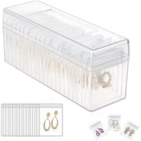 Clear Acrylic Jewelry Box Organizer, Jewelry Storage Holder With 20 Portable Anti Tarnish Jewelry Bags, Travel Jewelry Case For Earrings, Necklaces, Rings