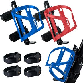 Bike Bottle Holder & Cup Holder Mount for Boys & Girls, with 2 Pack + No Screw + Velcro + Adjustable Strap + Aluminum Alloy + Lightweight + Portable for Mountain Bicycle Accessories