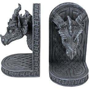 Design Toscano Friar Dragon Gothic Statue Book Ends, 7 Inch, Set of Two, Grey Stone