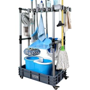 Floor-Standing Multi-Functional Cleaning Tool Organizer storage broom mop and cleaning supplies