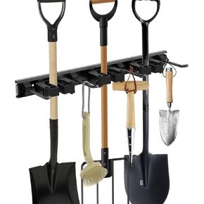 Heavy Duty Broom Hanger Wall Mount - Wall Mounted Broom Holder with Mop Hooks, Space-Saving Organizer for Garage and Home for 30-35cm Tools