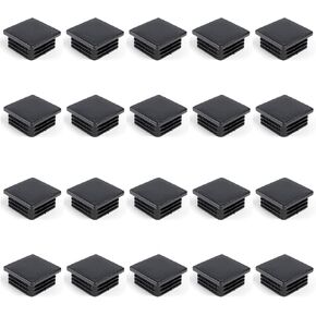 Square Plastic End Caps 20PCS 30mm x 30mm Black Inner Plugs Square Plastic Plugs Inserts End Caps for Tables Desks Chairs Bed