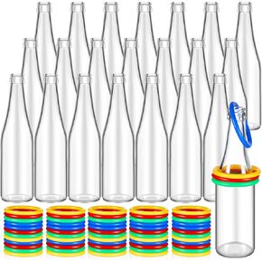 Tioncy Ring Toss Game Outdoor Carnival Games Backyard Adults Fun Target Toys Glass Bottles with Mixed Color Rings Hoops for Family Outside Sport Party Accessories