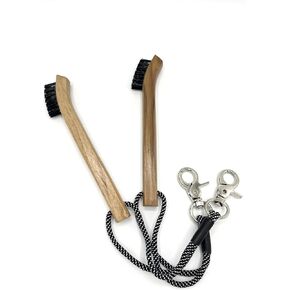 2PCS Golf Brush Made from Hickory Wood - Paracord and Clip Attachment for Bags and Carts, Club Cleaner Ideal for Woods and Irons - Golf Accesories for Men