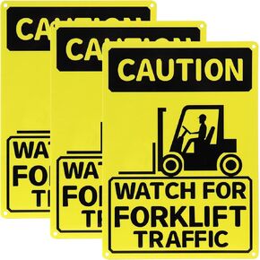 Goaste 3 Pack "Caution - Watch For Forklift Traffic" Safety Sign | 10" x 14" Aluminum