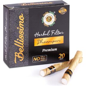 Bellissimo Herbal Cigarette, Tobacco & Nicotine free Herbal Filter Dhoompan, Premium Herbal Smoke Rolled in Tendu Leaves, Helps Quit Smoking, Non-Addictive Smoking Cessation, 2 Pack 40 Cig