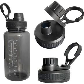 2Pcs Water Bottle Lid Compatible for Nalgene 32 oz for Nalgene Water Bottle,BPA Free,Thick Wide Mouth Lid with Ring for carrying Compatible for Nalgene 32 oz Replacement Lid Black 2Pcs