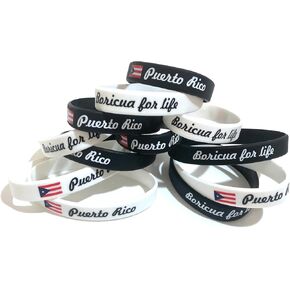 Puerto Rico Flag Silicone Wristbands Unisex Puerto Rican Boricua style - Wholesale 12-Pack for Family Events, Gifts, and More one size fits alll