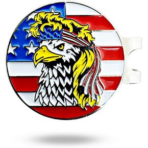 Bald Eagle Bandana Golf Ball Marker and Hat Clip - American Flag Bald Eagle Golf Ball Markers and Hat Clip - Magnetic Novelty America Golf Ball Marker Hat Clip - USA Golf Ball Markers and Hat Clip