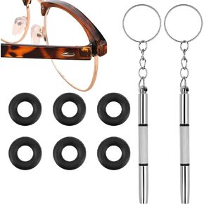 Eyeglass Repair Kits Glasses Grips Hinge Tighteners Eyeglass Frame Grips Eyeglass Temple Tighteners Silicone Hinge Rings Eyeglass Replacement with Screwdriver for Eyeglass Frame