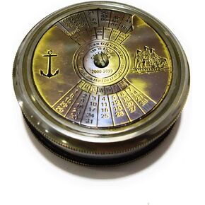 NauticalMart Nautical Brass 100 Years Calendar Pocket Compass with Robert Frost Poem