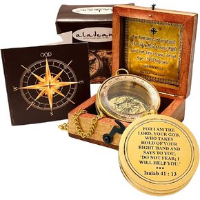 Divine Path Finder Compass - Isaiah 41:13 Quote Engraved Inspirational Gift of Heavenly Guidance Uplifting Appreciation Gifts
