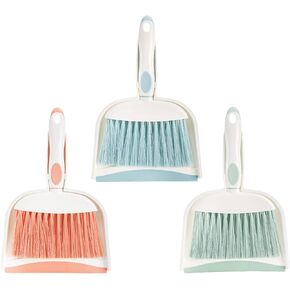 Frcctre 3 Pack Small Dustpan and Brush Set, Multipurpose Small Hand Broom and Dustpan Set, Plastic Whisk Broom and Dustpan Cleaning Sweep Tools for Desk Car Keyboard Countertop Home Kitchen