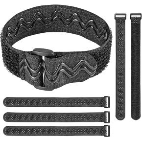 Desing Wish 6 Pack Non-slip Reusable Cable Ties 1'' x 10.2'' Adjustable Hook and Loop Fastener Straps Multipurpose Strong Gripping Replacement Cord Straps Fixing Strap 26 cm Length - Black