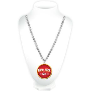 Rico Industries NFL Football Super Bowl Champions Bead Necklace with Round Medallion - Great Game Day Accessory 3" x 24"