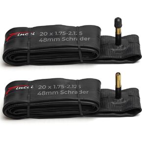 Fincci Pair 20 x 1.75 1.95 2.0 2.1 2.125 Inch 48mm Schrader Valve Inner Tubes for BMX Mountain MTB Kids Childs Bicycle Bike (Pack of 2)