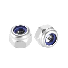 uxcell M4 x 0.7mm Nylon Insert Hex Lock Nuts, 201 Stainless Steel, Plain Finish, Pack of 10