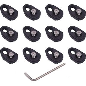 METER STAR 12 Pack of Kayaking Canoeing Rafting Nylon Single Eyelet Tie Down Loop Safety Anchor Deck Fitting with 304 M4 Screw Kit,Give Free Install Tools