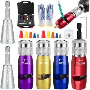 Wire Twister Tool for Drill, 14-12-10-8 Gauge Electric Wire Stripper for AWG, Wire Stripper Tool Wire Twisting Connector Set Cable Quickly Stripping Drill Wire Electrician Tools for Power Drill 59pcs