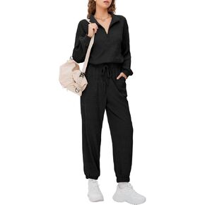 EXLURA Women's Fall 2 Piece Lounge Set Waffle 2024 Travel Half Zip Tracksuit
