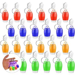 24pcs Bowling Pin Keychain LED, Light Up Bowling Pin Key Chain Bulk Colorful Flash Mini Bowling Pin Keychains Plastic Small Sports Bowling Party Favor Gift for Kids Athletes Games Victory Souvenir
