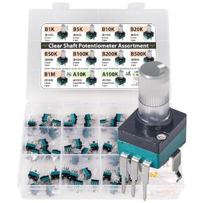 Clear Shaft knobless snap-in 12mm vertical PCB RV097 Potentiometer Assortment for Illumation B1K B5K B10K B20K B50K B100K B200K B500K B1M A10K A100K linear logarithmic