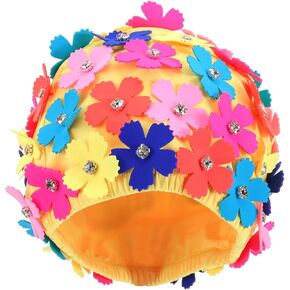 Veemoon Women Floral Petal Swim Cap, Flower Floral Petal Retro Style Bathing Cap Bathing Cap with Flower for Long/Short Hair Women Bathing Swimming