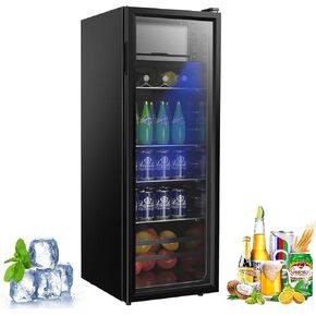 FLB-120 Refrigerator, 4.23 Cu.Ft Beverage, Drink Fridge with Glass Door, Black