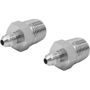(2-PACK) 2404-04-08 Hydraulic Hose Adapter Fitting 1/4" Male JIC 37° Flare (7/16"-20UNF) × 1/2" Male (1/2"-14NPTF) SAE Straight Pipe Joints Tube Connector Carbon Steel