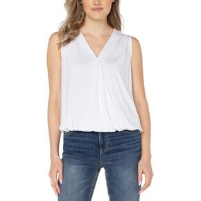 Liverpool Women's Sleeveless V-Neck Drape Front Knit Top