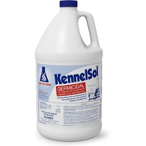 منظف ​​بيت الكلب بخطوة واحدة من KennelSol، منظف مطهر سائل، فعال ضد الفطريات والبكتيريا والفيروسات، 1 جالون - عبوة من 4 قطع من Alpha Tech Pet