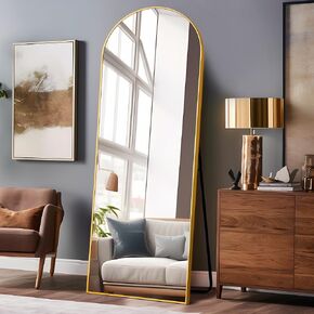 PexFix Arched Full Length Mirror Full Length Floor Mirror Floor Mirror Full Length Arched Wall Mirror Full Body Wall Mirror Sleek Arched-Top Mirror，Gold,64''×22''