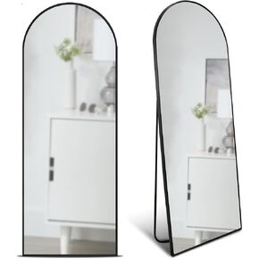 17" x 58" Modern Arch Aluminum Easel Floor Mirror Very Mindful -Very Demure - Very Cutesy (Black)