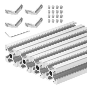 uxcell 4 Pcs T Slot 2020 Aluminum Extrusion Profile European Standard 100mm x 20mm Linear Rail Extrusion Frame for 3D Printer, CNC, DIY (Silver Tone)