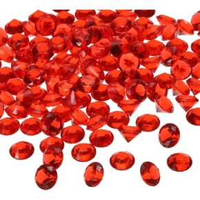 PATIKIL 550Pcs Acrylic Diamonds Vase Fillers Plastic 19mm Fake Crystals Gems Wedding Table Scattering Diamond Confetti for Wedding Decor Bridal Shower Party, Red (1000Grams/2Pound)
