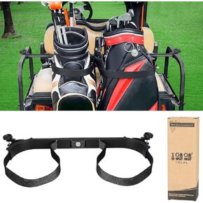 10L0L Upgraded Golf Bag Stand Attachment, Adjustable Rear Golf Cart Bag Holder for Yamaha, EZGO and Club Car, No-drilling Required Golf Club Rack with Etra Strap
