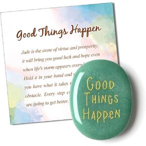SOLICIEL Lucky Jade Healing Crystal, Going to College Gifts Thinking of You Gifts for Women Men Long Distance Relationship Farewell Gifts for Collegues